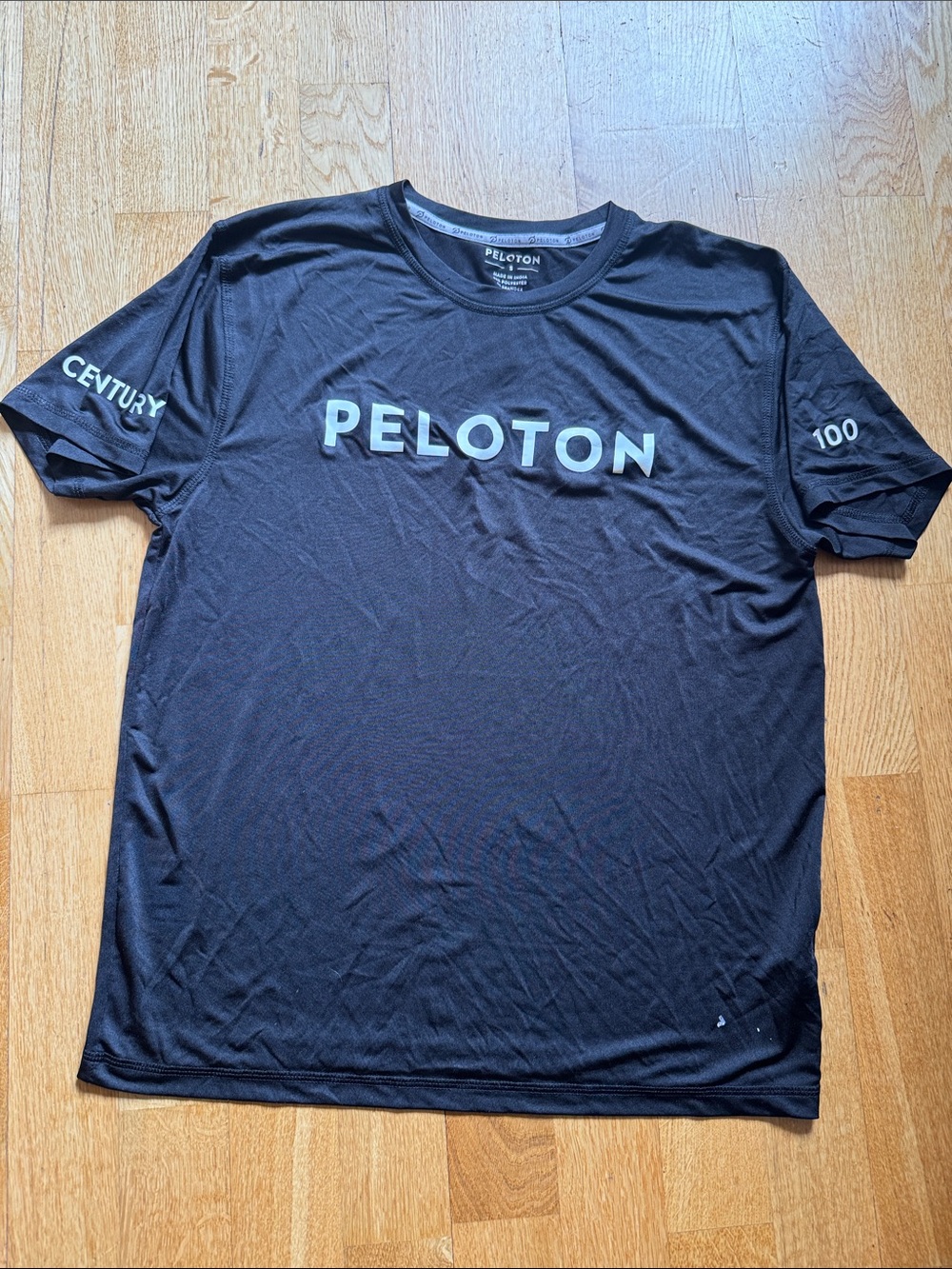 Peloton Black Short-Sleeve Performance Tee small century 100 ride